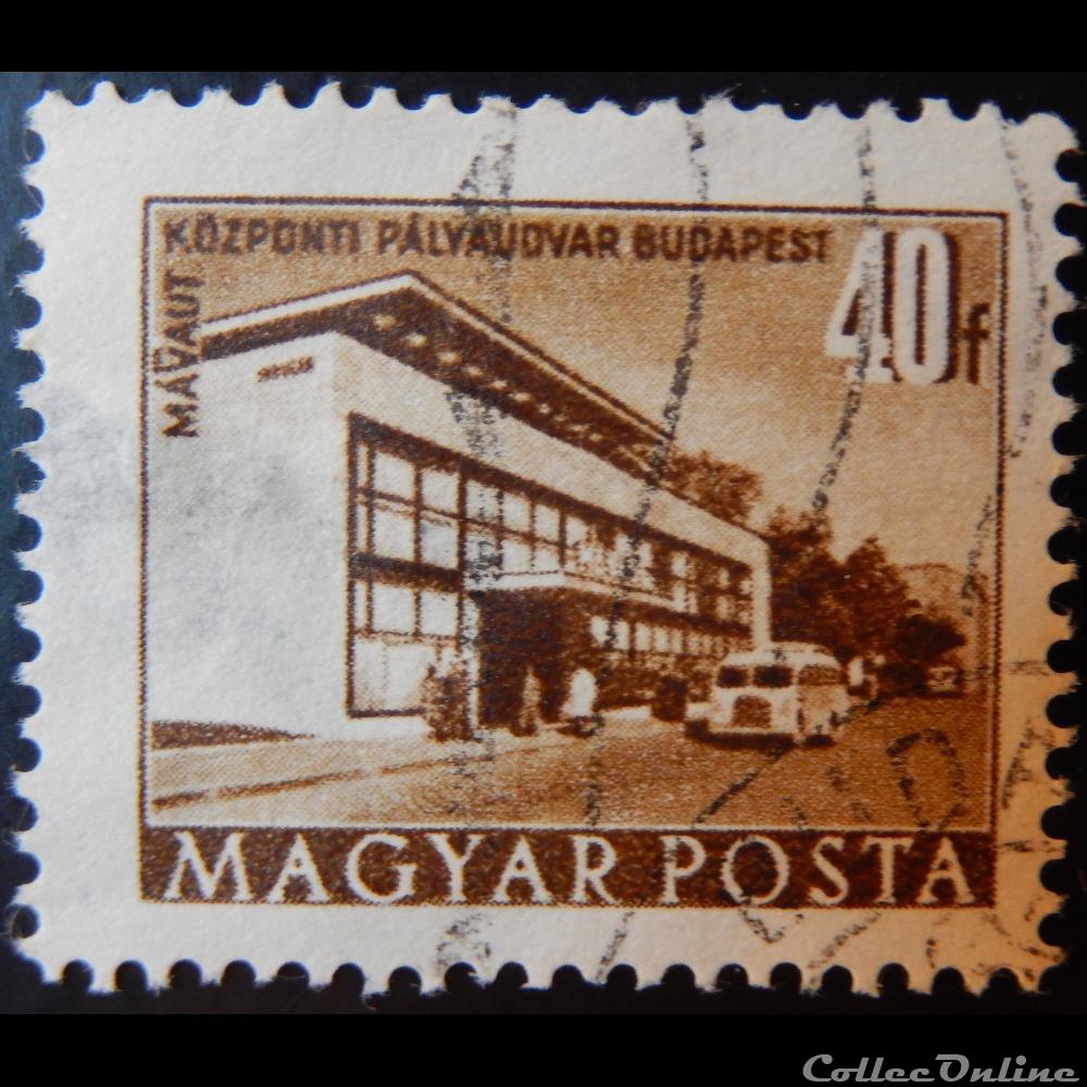 timbre europe hongrie 01007 terminal de bus budapest 40f de 1951