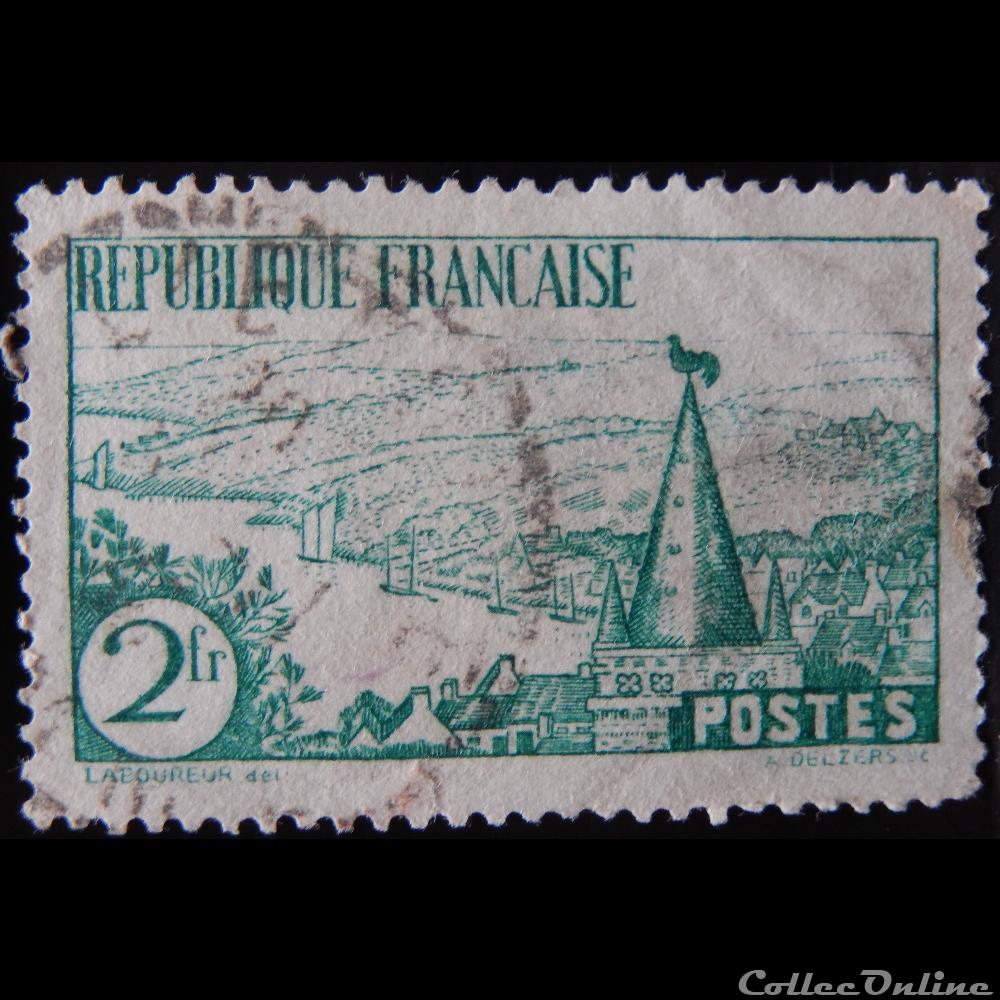 timbre france 00301 vert riviere bretonne 2frs de 1935