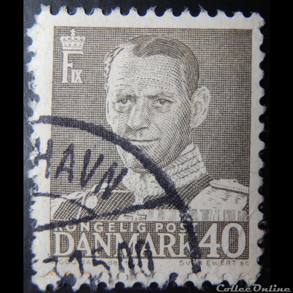 Danemark 00324 roi Frederik IX de 40ore de 1950 timbre europe danemark 00324 roi frederik ix de 40ore de 1950
