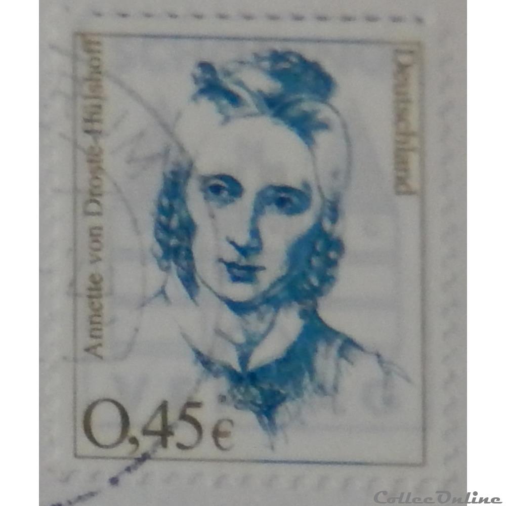 Allemagne RFA 02123 Annette von Droste-Hülshoff 0.45€ de 2002 timbre europe allemagne rfa 02123 annette von droste hulshoff 0 45 de 2002