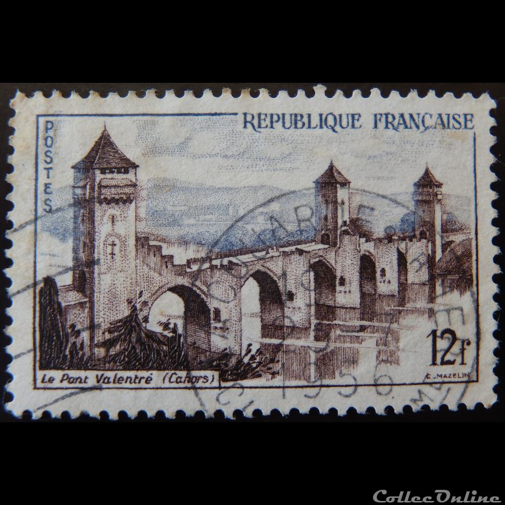 01039 Cahors - Le pont Valentré 12F de 1955 timbre france 01039 cahors le pont valentre 12f de 1955
