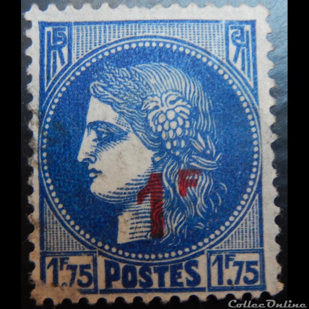 00486 Cérès 1F sur 1F75 bleu - Stamps - Europe - France - 1941 - 1950