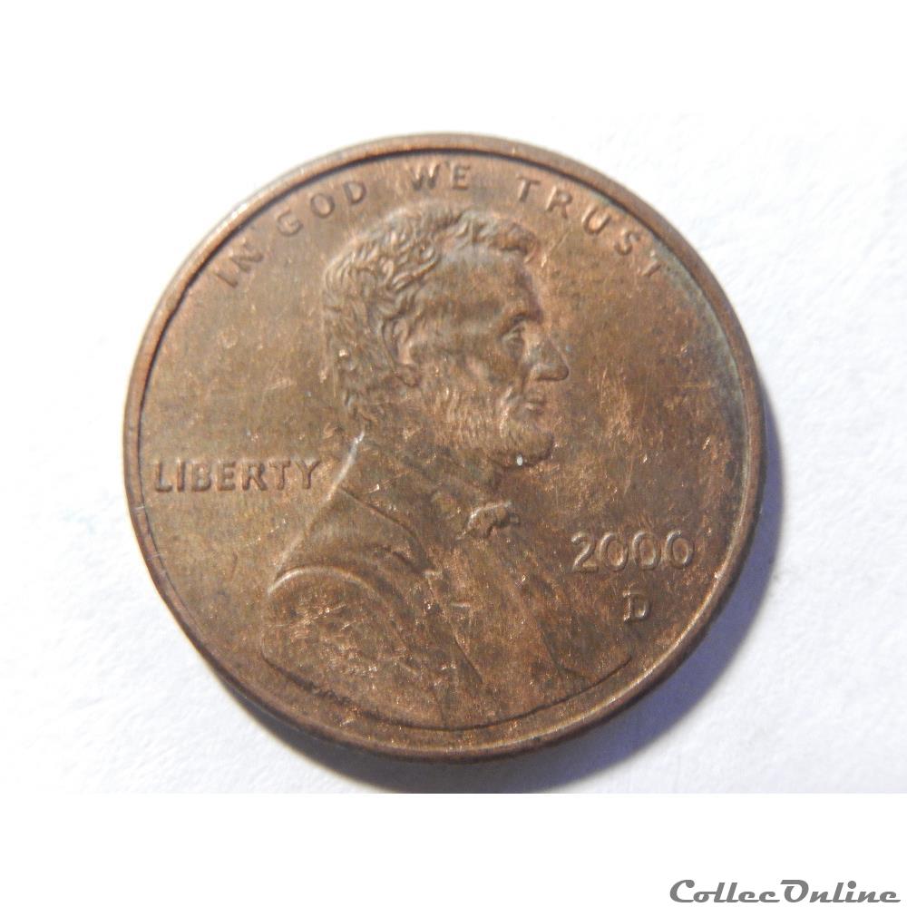1 cent de 2000 D 2 monnaie monde etat uni 1 cent de 2000 d