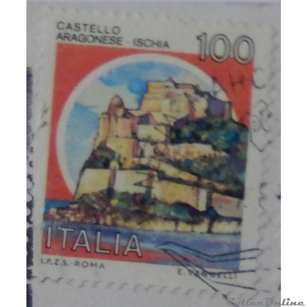 timbre europe italie 01440 chateau aragonais ischia 100 lires de 1980