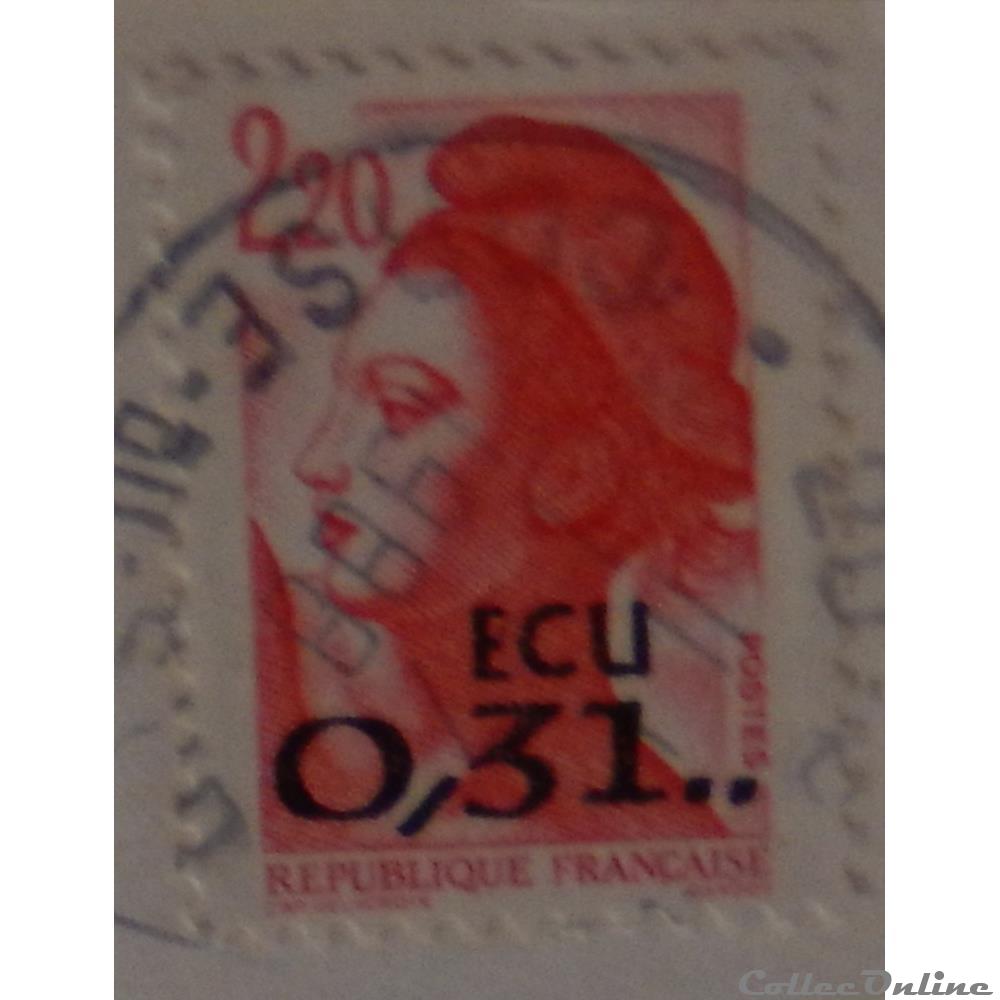 02530 La République, type Liberté - 2F20 et 0.31 écu rouge de 1988 timbre france 02530 la republique type liberte 2f20 et 0 31 ecu rouge de 1988