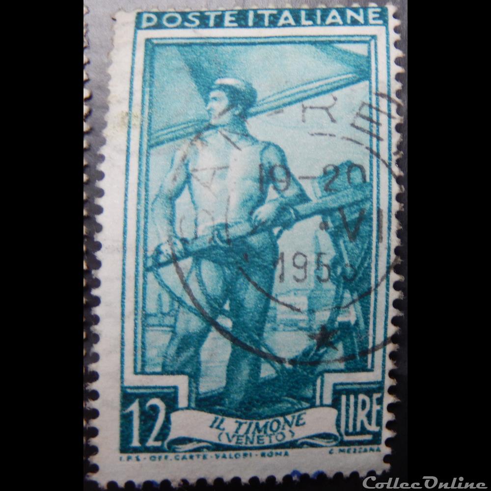 timbre europe italie 00578 venetie le barreur 12 lires de 1950