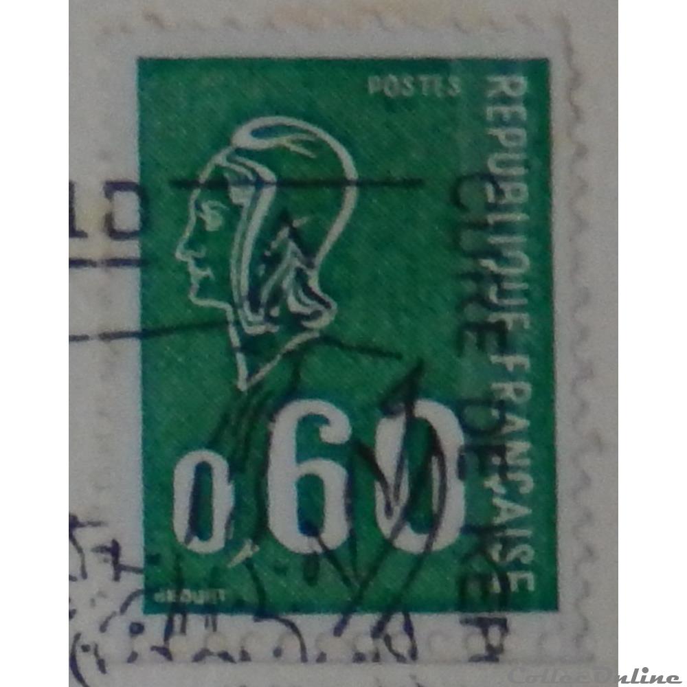 01815 Marianne de Béquet - 60c vert signé de 1974 timbre france 01815 marianne de bequet 60c vert signe de 1974