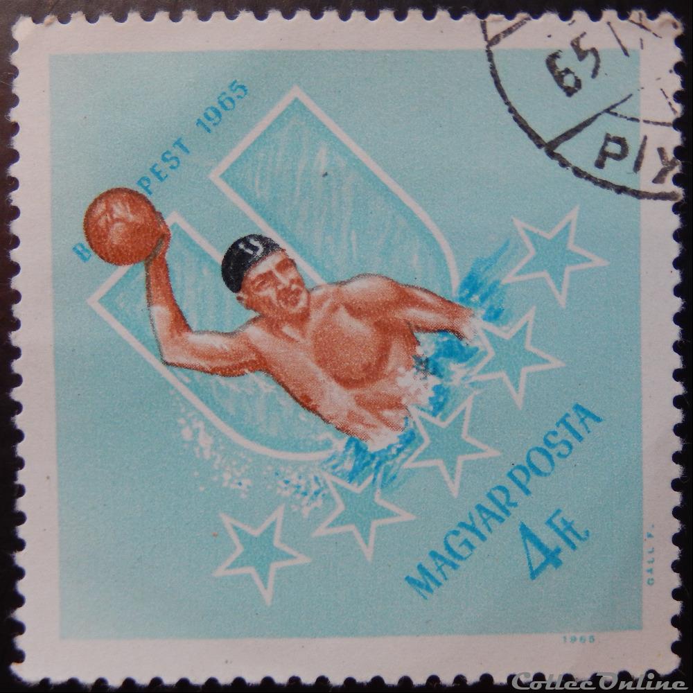 timbre europe hongrie 01762 water polo 4ft de 1965