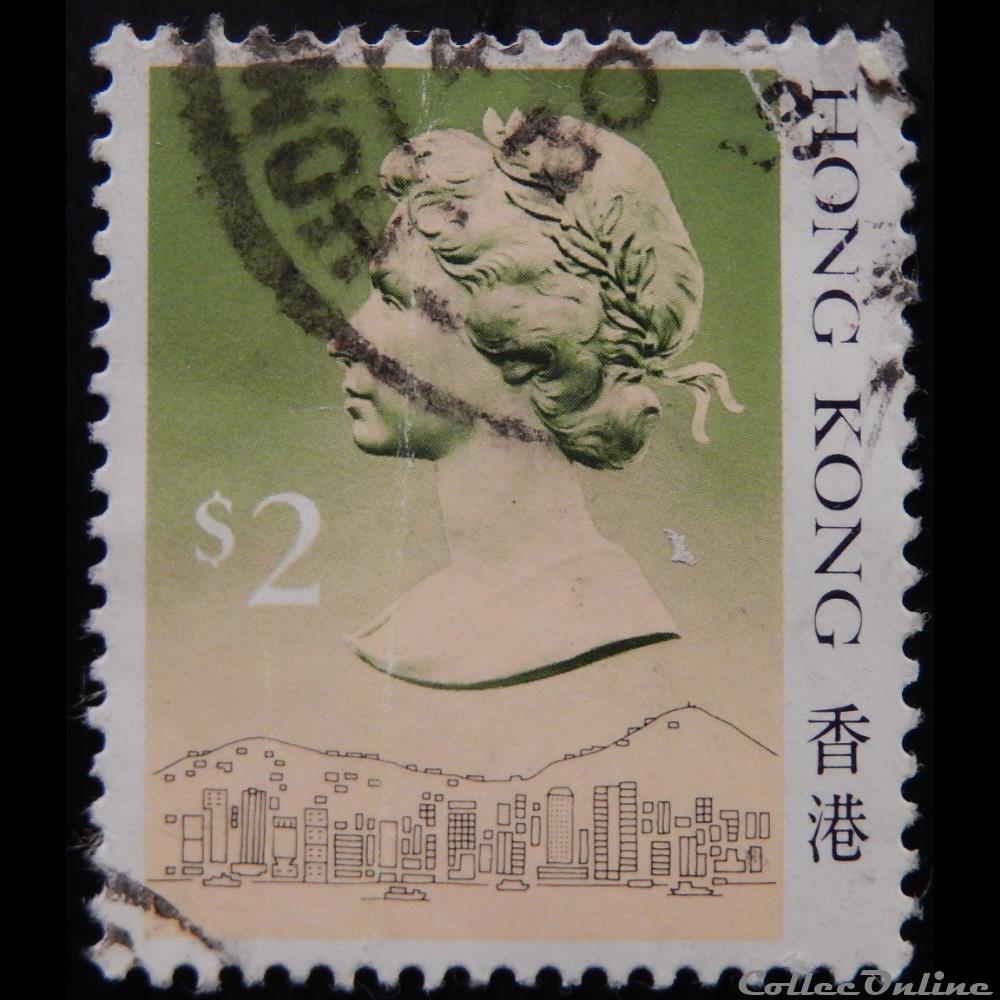 Hong Kong 00509 reine Elisabeth II 2HK$ de 1987 timbre asie chine hong kong 00509 reine elisabeth ii 2hk de 1987