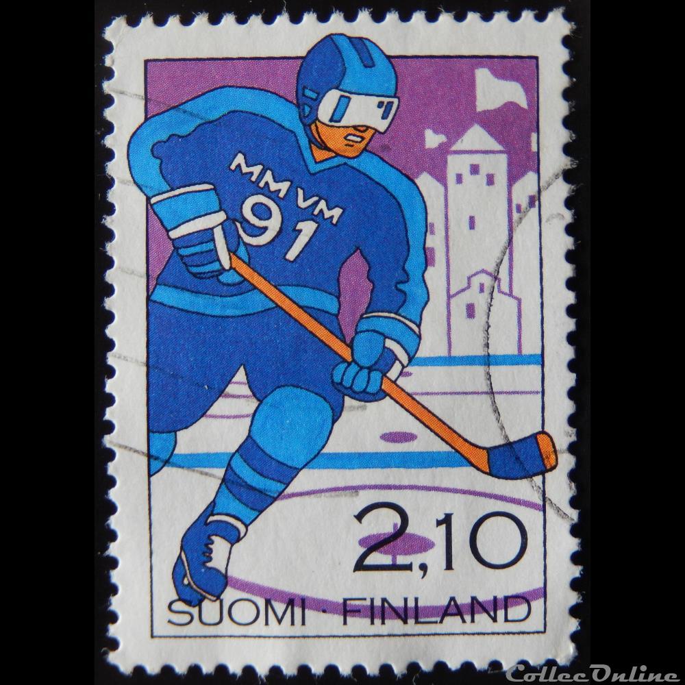 Finlande 01096 Hockey sur glace 2.10M de 1991 timbre europe finlande 01096 hockey sur glace 2 10m de 1991