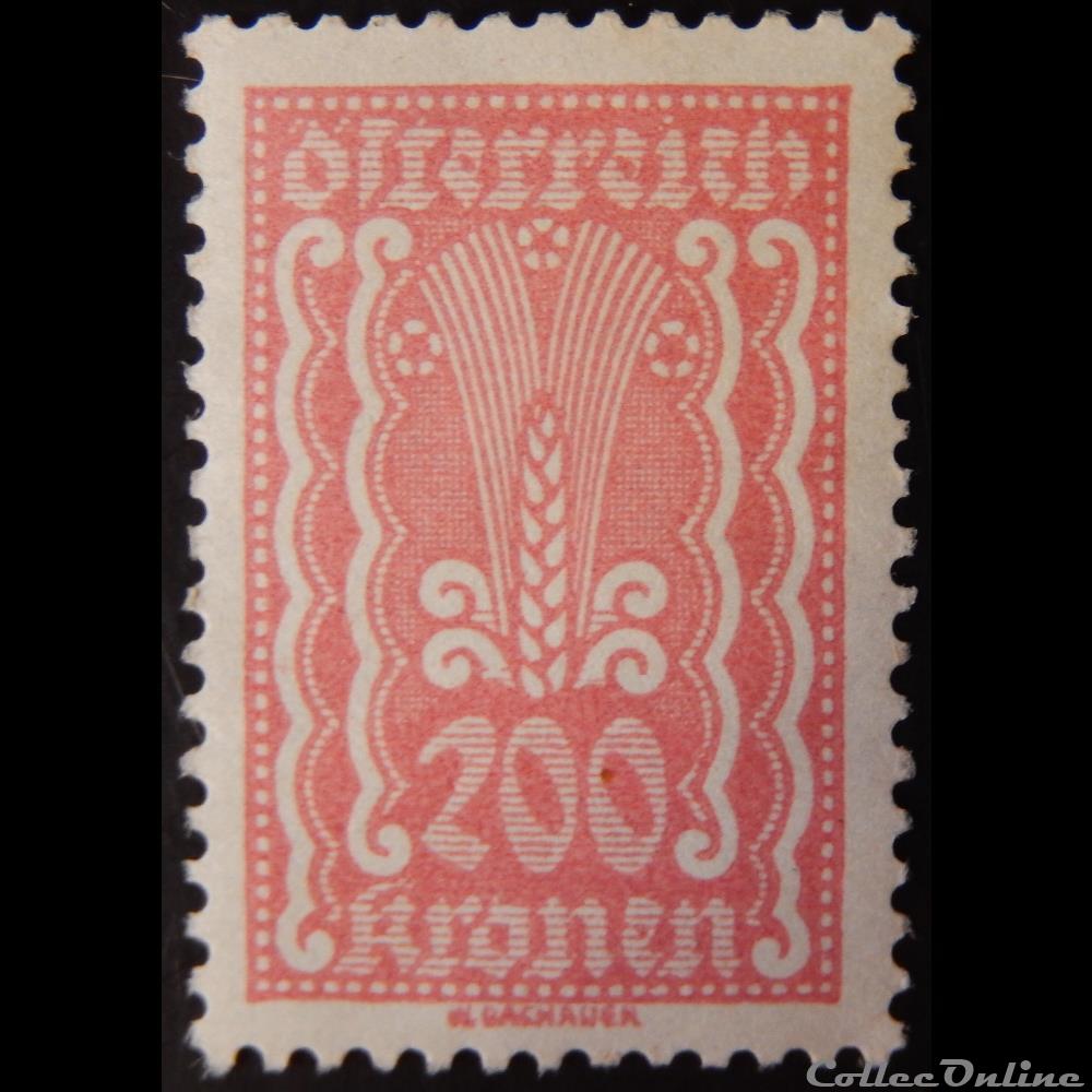 Autriche 00276 symbolisme : épi de maïs 200kr de 1922 timbre europe autriche 00276 symbolisme epi de mais 200kr de 1922