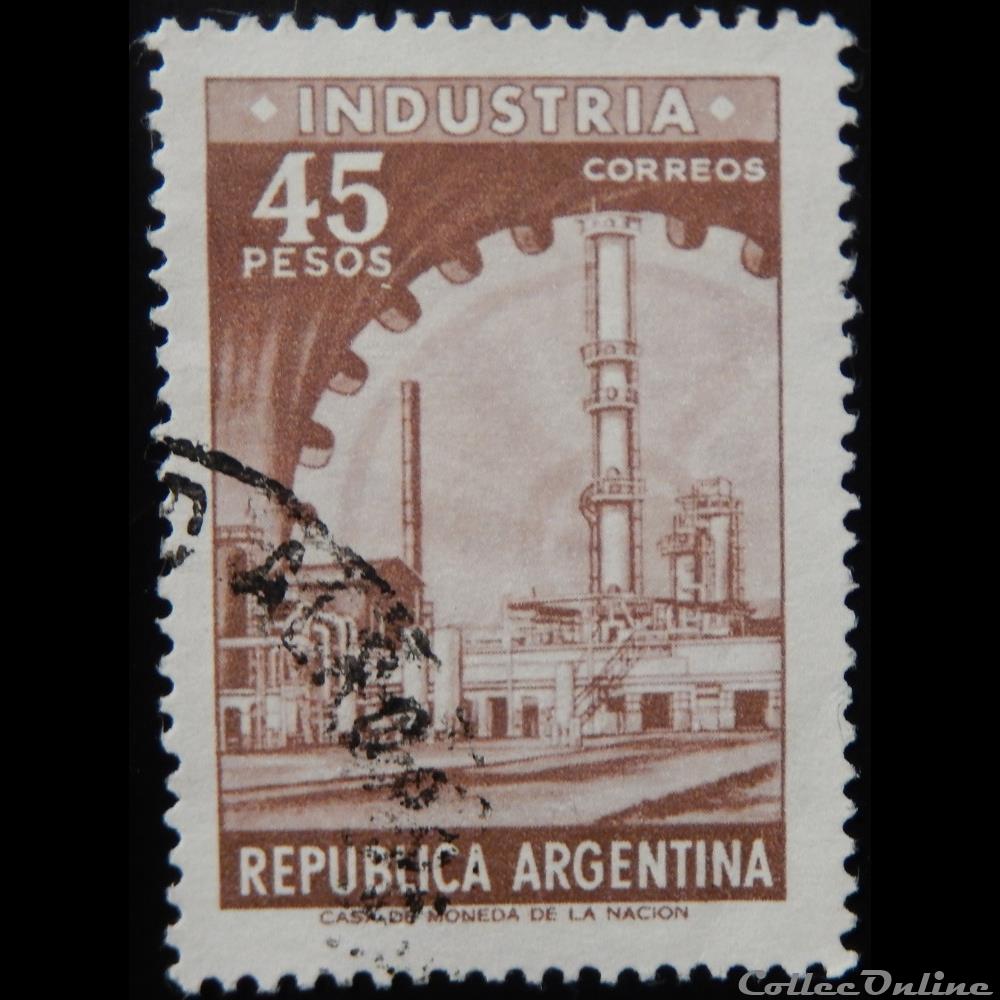 timbre amerique argentine 00734 industrie 45p de 1966