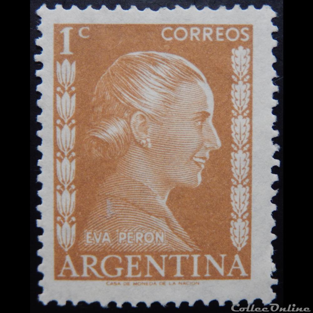 timbre amerique argentine 00517 eva peron 1c de 1952