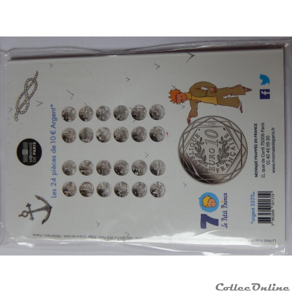 10 euros, le beau voyage du Petit Prince, fait de la voile 3 monnaie france royaume uni 10 euros le beau voyage du petit prince fait de la voile