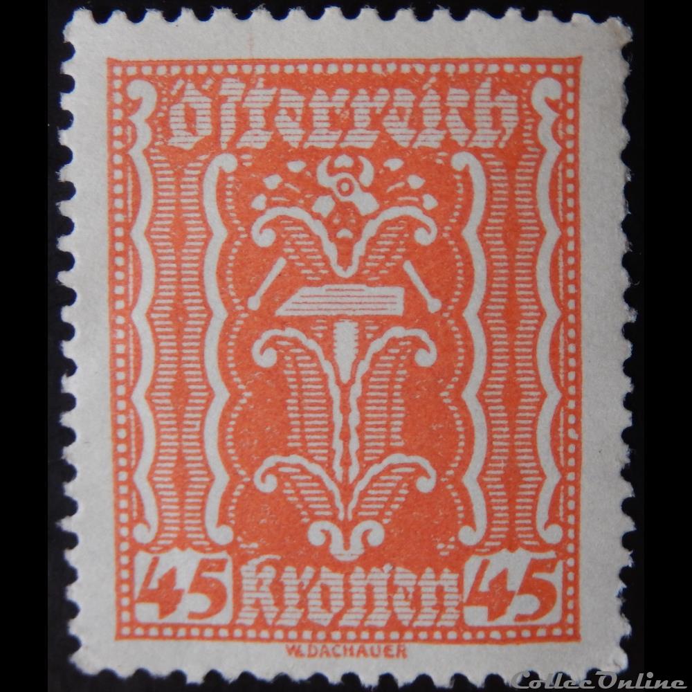 Autriche 00266 symbolisme : marteau et pince 45kr de 1922 timbre europe autriche 00266 symbolisme marteau et pince 45kr de 1922