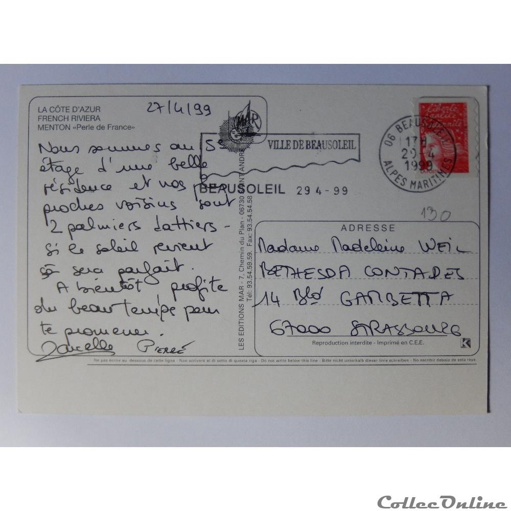 carte postale france provence cote azur cp des alpes maritimes menton