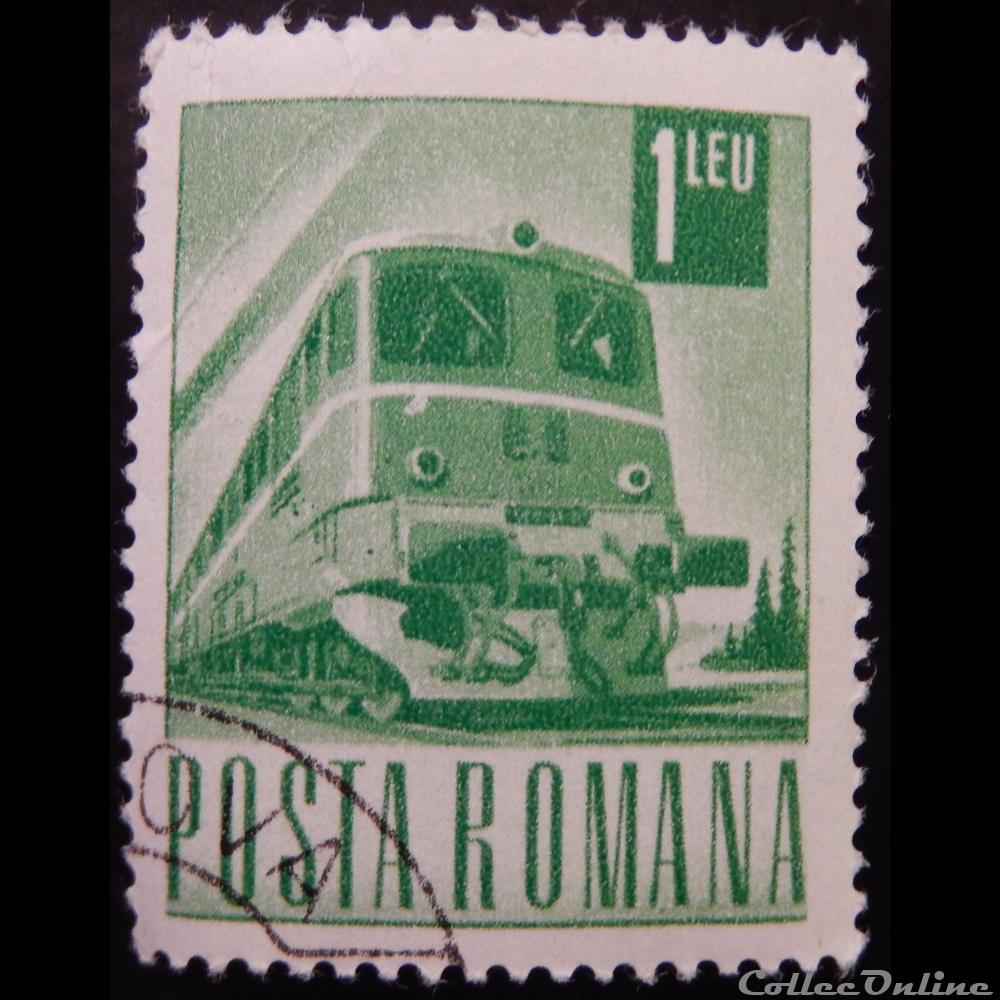 timbre europe roumanie 02353 train diesel et electrique 1 lei de 1968