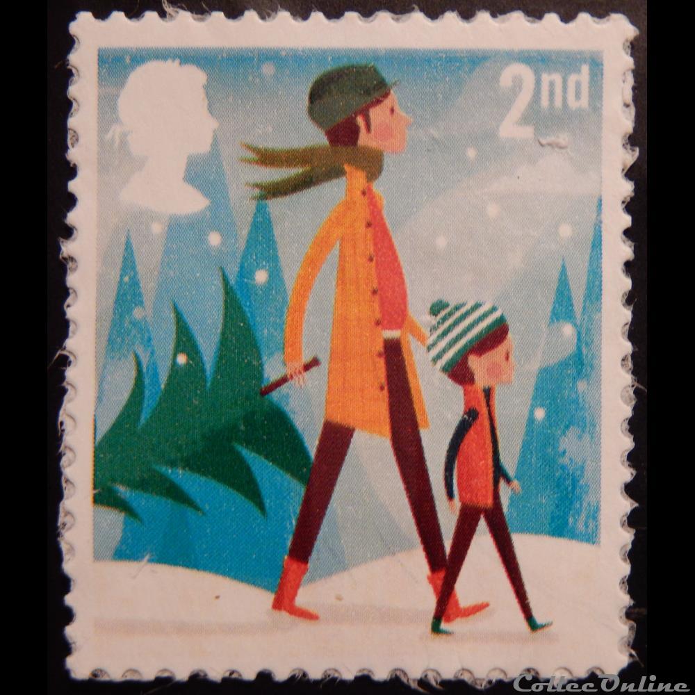 timbre europe royaume uni 04070 noel 2nd de 2014