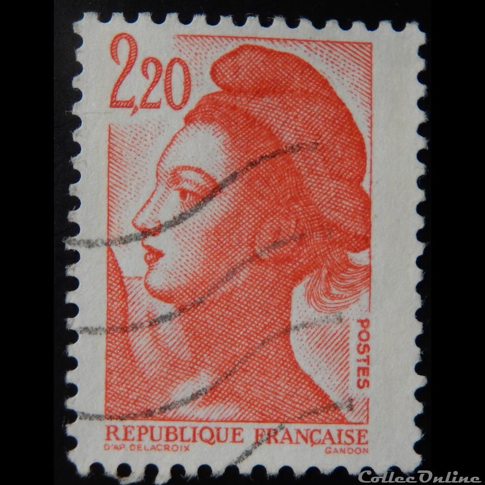 timbre france 02376 la republique type liberte 2f20 rouge