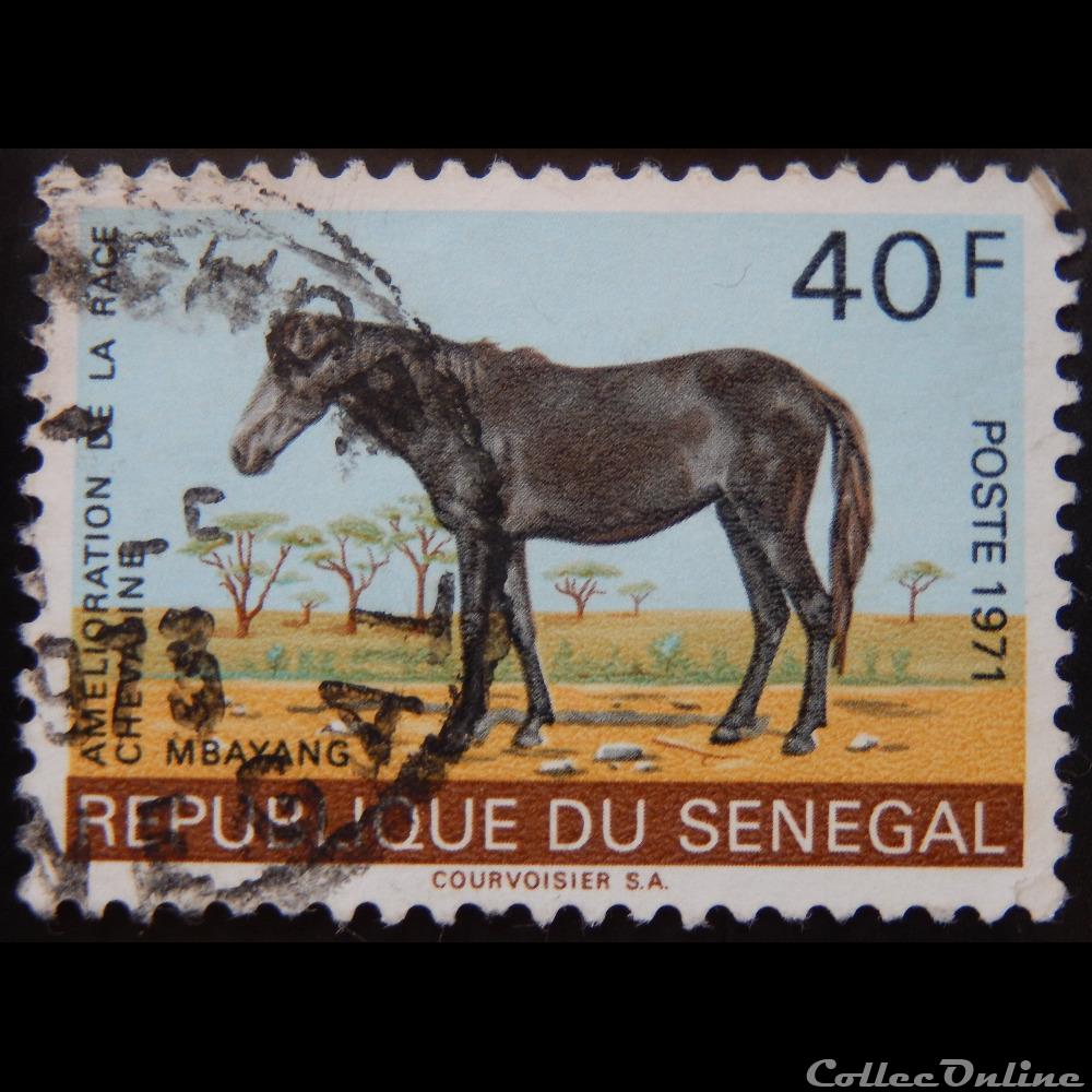 Sénégal 00343 cheval Mbayang 40F de 1971 timbre afrique senegal 00343 cheval mbayang 40f de 1971