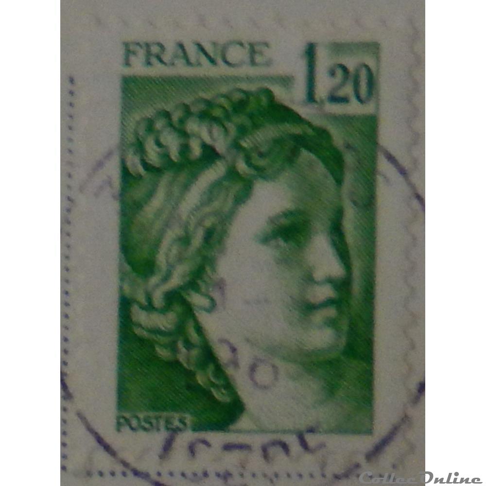 02101 Sabine 1F20 vert de 1980 2 timbre france 02101 sabine 1f20 vert de 1980