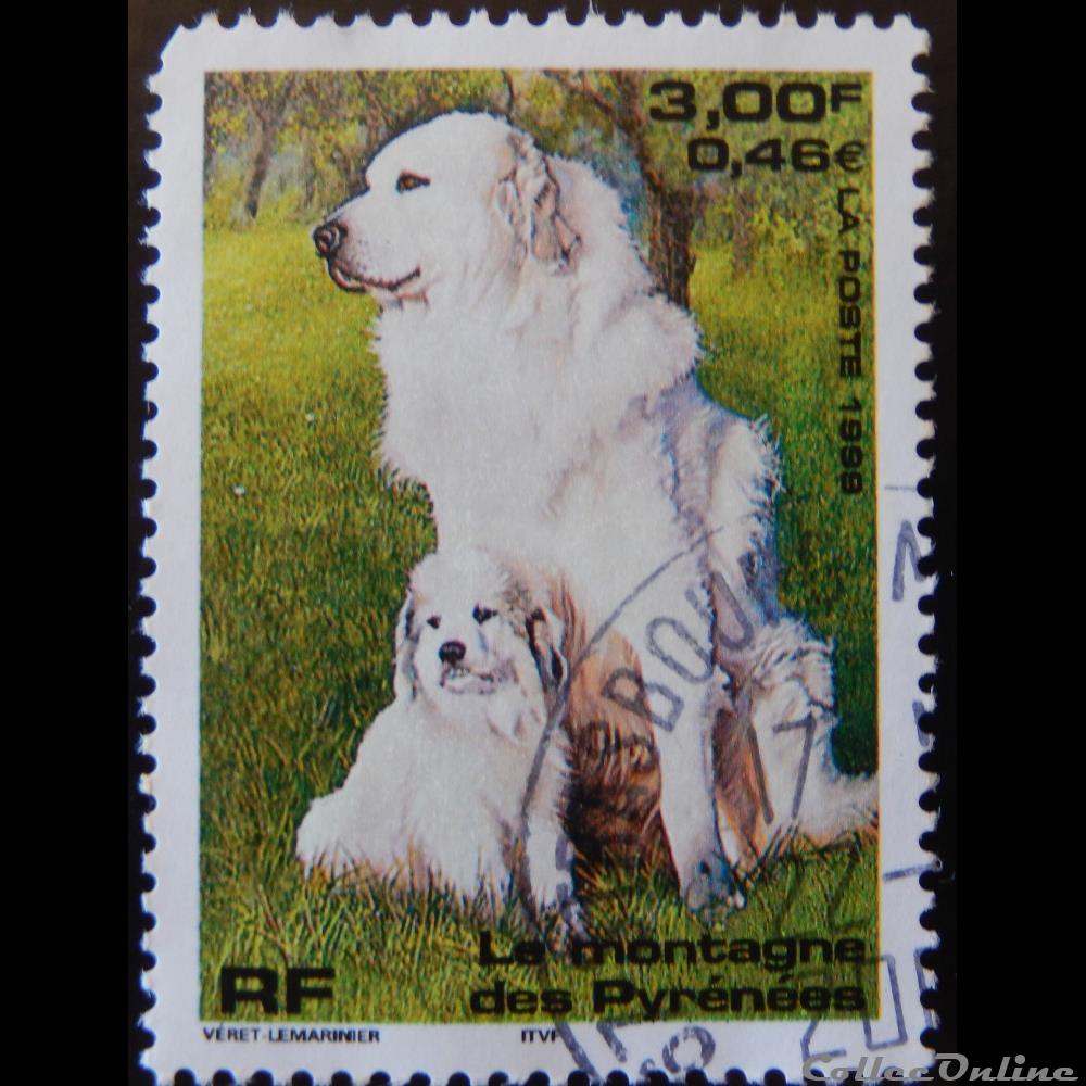 03285 Le Montagne des Pyrénées 3 F - 0,46 € de 1999 timbre france 03285 le montagne des pyrenees 3 f 0 46 de 1999