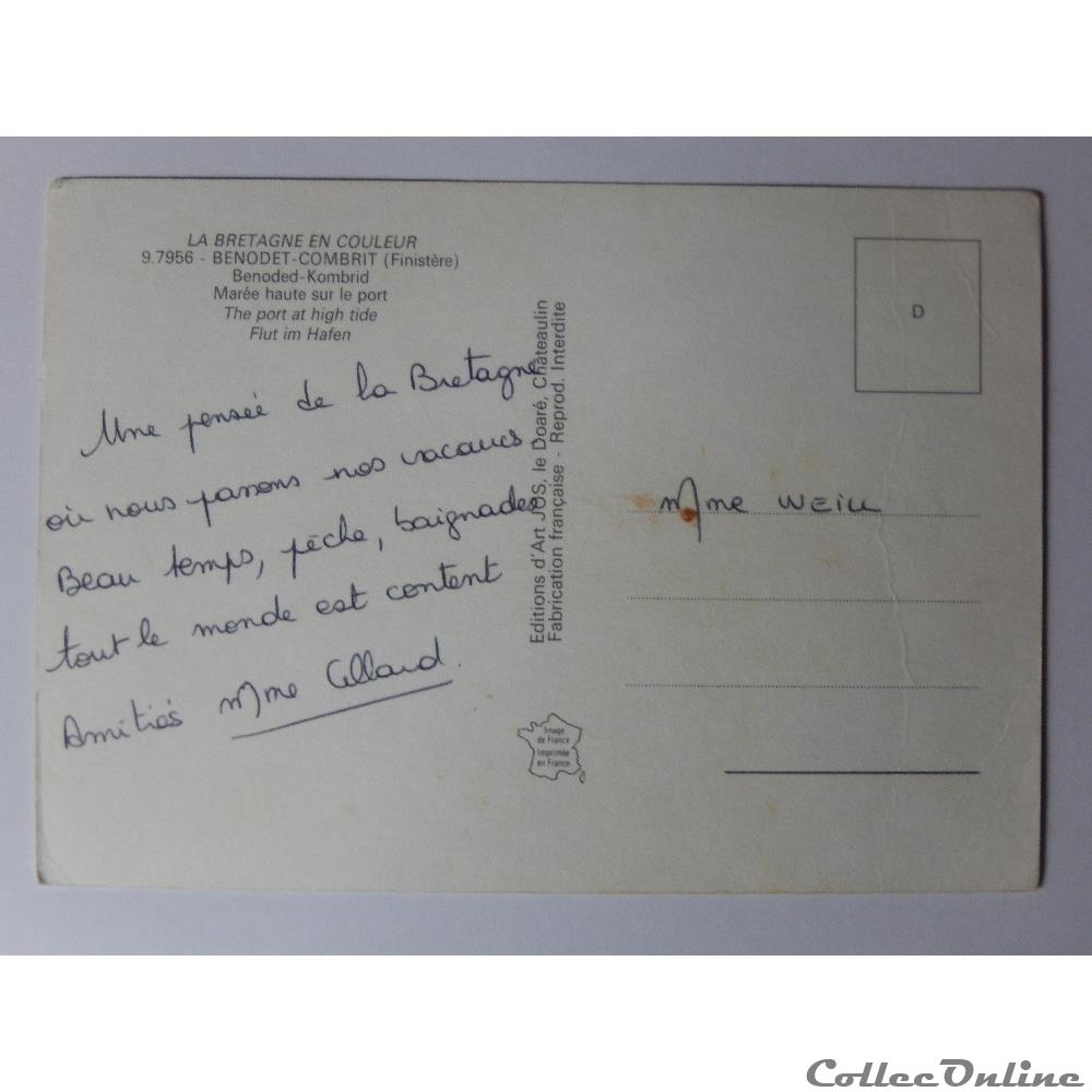 CP du Finistère, Benodet-Combrit carte postale france bretagne cp du finistere benodet combrit