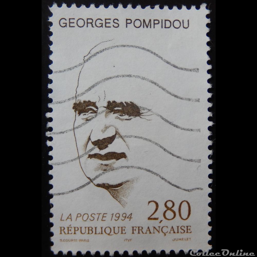 eme Anniversaire De La Mort De Georges Pompidou 2f80 Stamps