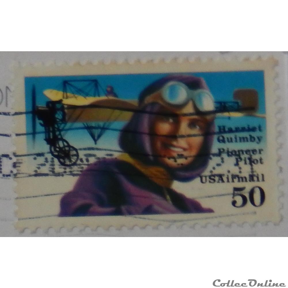 timbre amerique etats unis pa0121 harriet quimby 50c de 1991