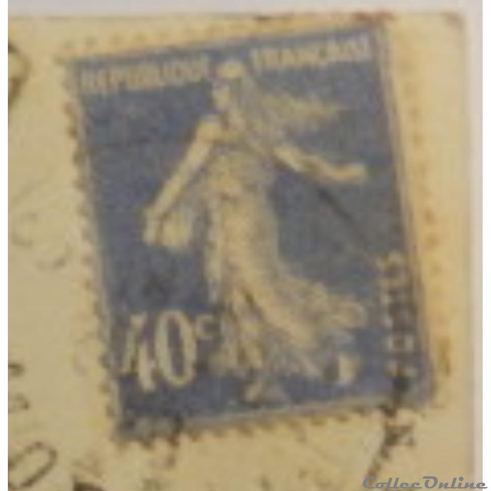timbre france 00237 semeuse fond plein 3eme serie 40c outremer de 1928