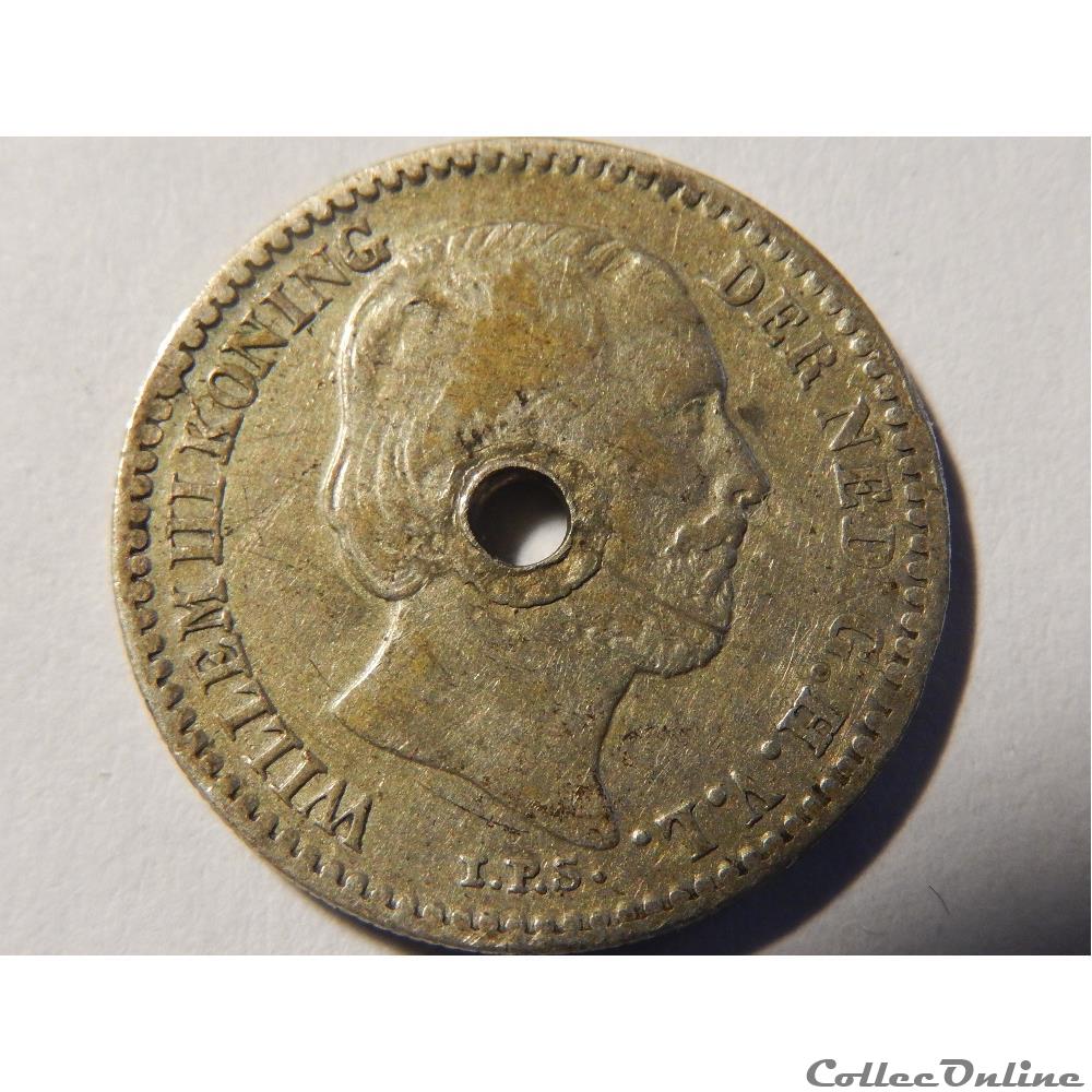 Pays-Bas, 10 cents de 1880 percé 2 monnaie monde pays bas 10 cents de 1880 perce