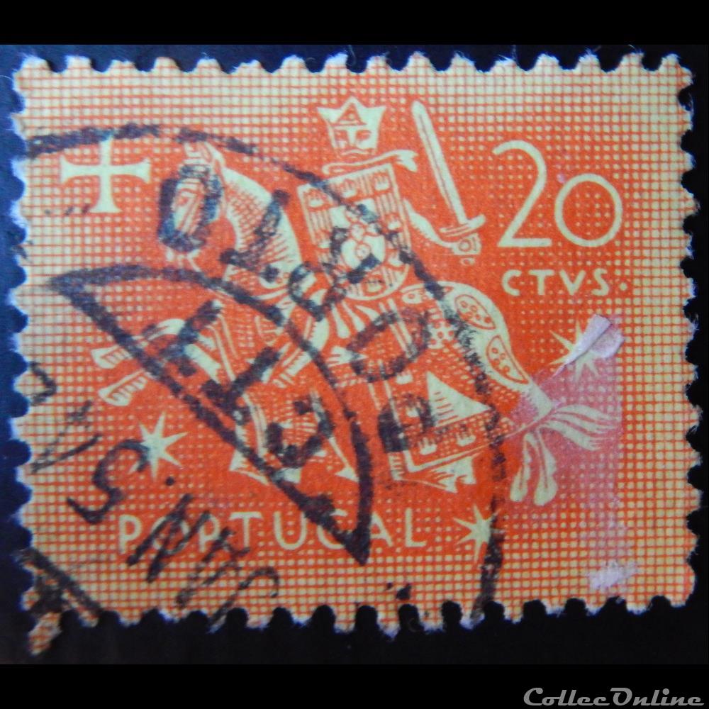Portugal 00776 chevalier à cheval 20c de 1953 4 timbre europe portugal 00776 chevalier a cheval 20c de 1953