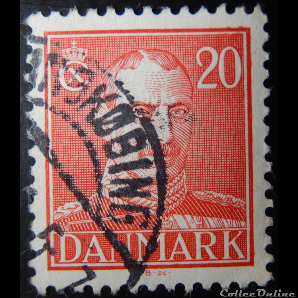 Danemark 00284 roi Christian X de 20ore de 1942 timbre europe danemark 00284 roi christian x de 20ore de 1942