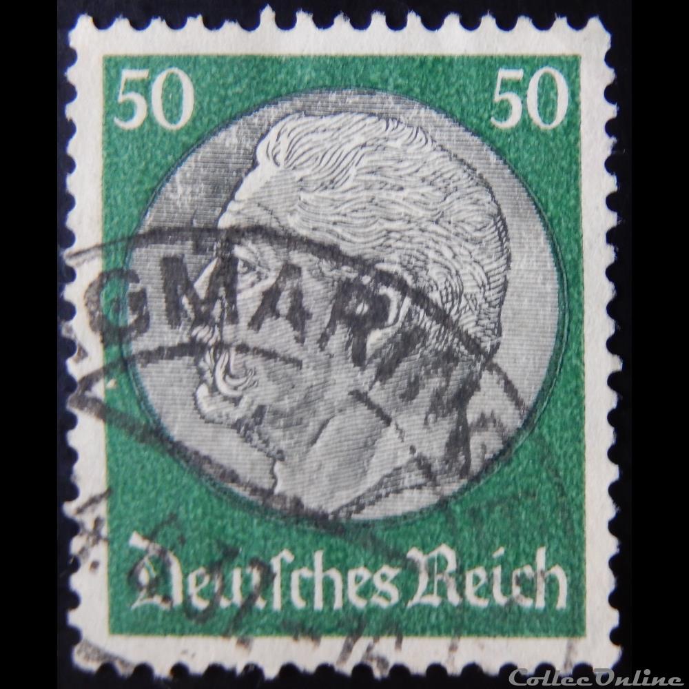 timbre europe allemagne reich 00458 president paul von hindenburg 50pf de 1933