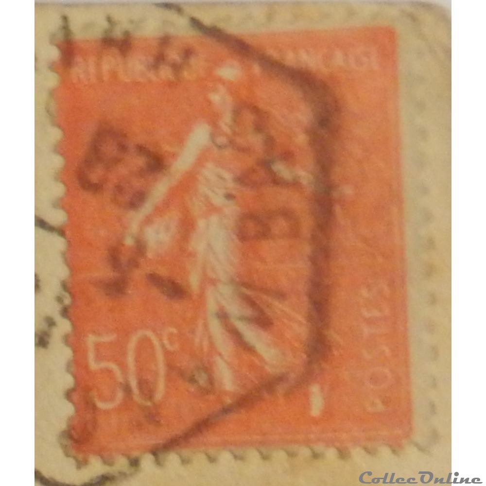 timbre france 00199 semeuse lignee 50c rouge de 1926