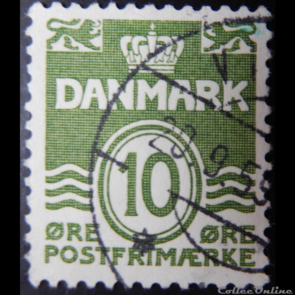 Danemark 00336A chiffre, couronne et lions 10ore de 1950 timbre europe danemark 00336a chiffre couronne et lions 10ore de 1950