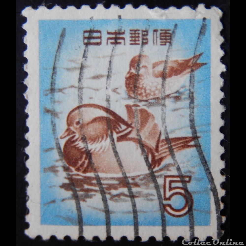 Japon 00566 Canard mandarin 5 Yen de 1955 2 timbre asie japon 00566 canard mandarin 5 yen de 1955
