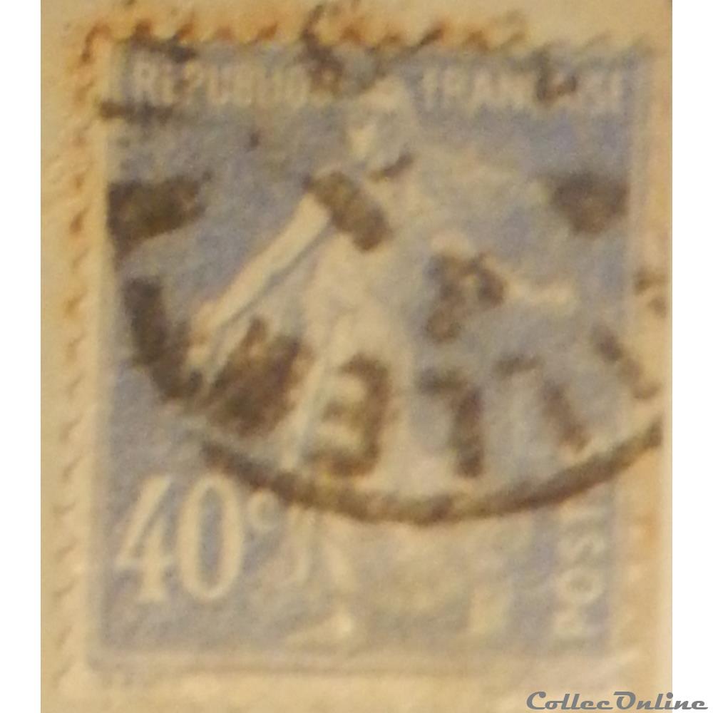 timbre france 00237 semeuse fond plein 3eme serie 40c outremer de 1928