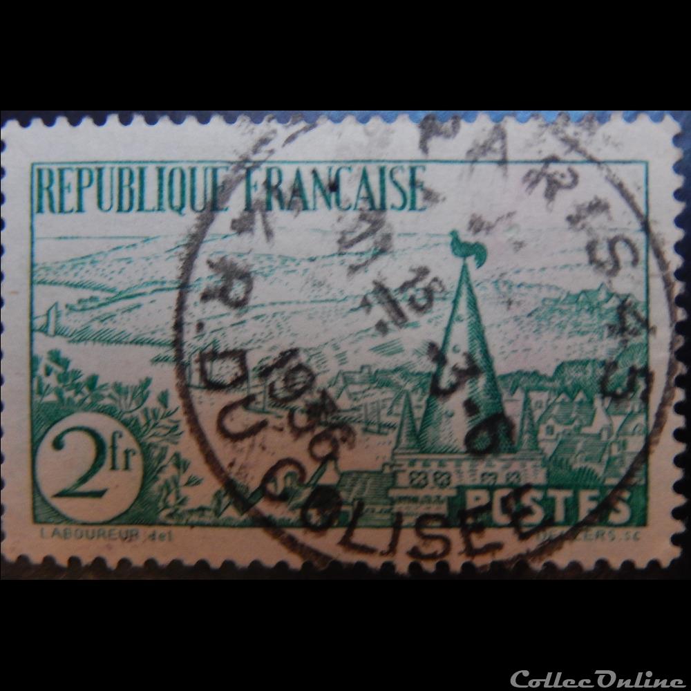 timbre france 00301 vert riviere bretonne 2frs de 1935