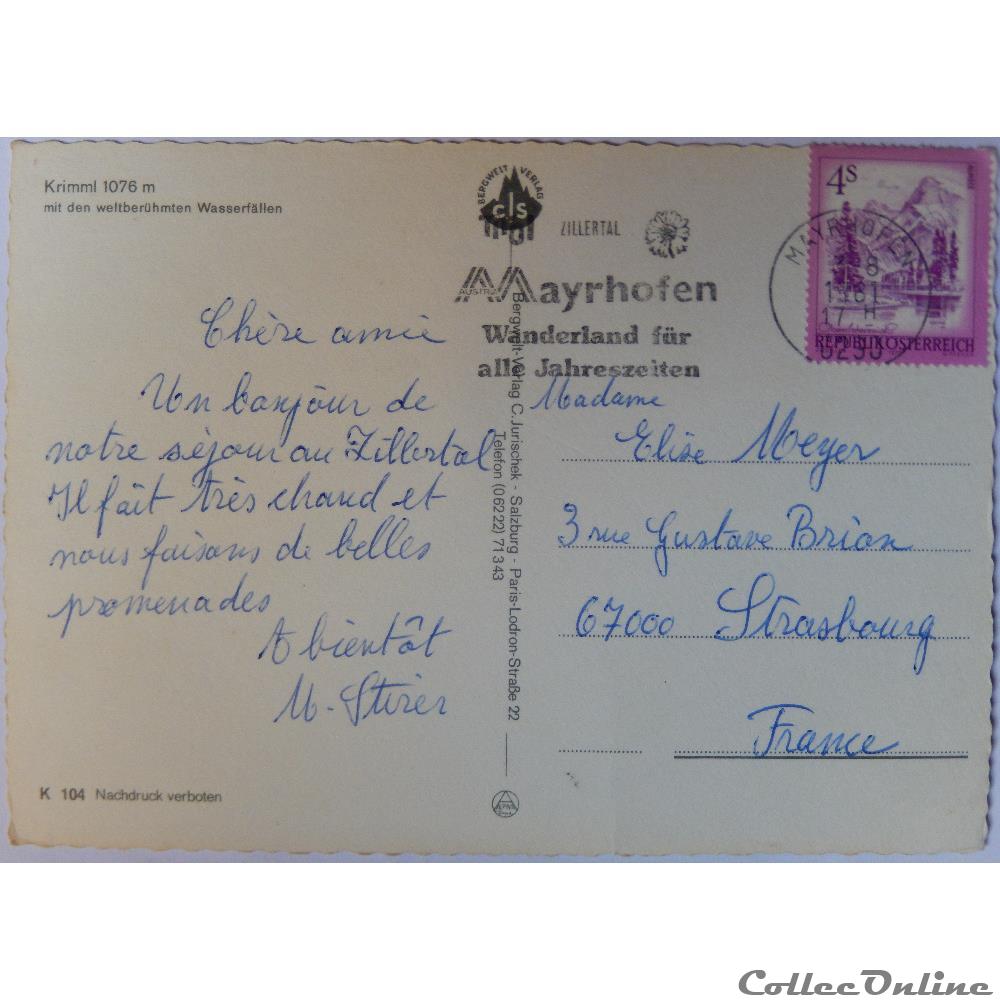 CP d'Autriche, Salzburg, Krimml carte postale europe nord pa de calai cp autriche salzburg krimml