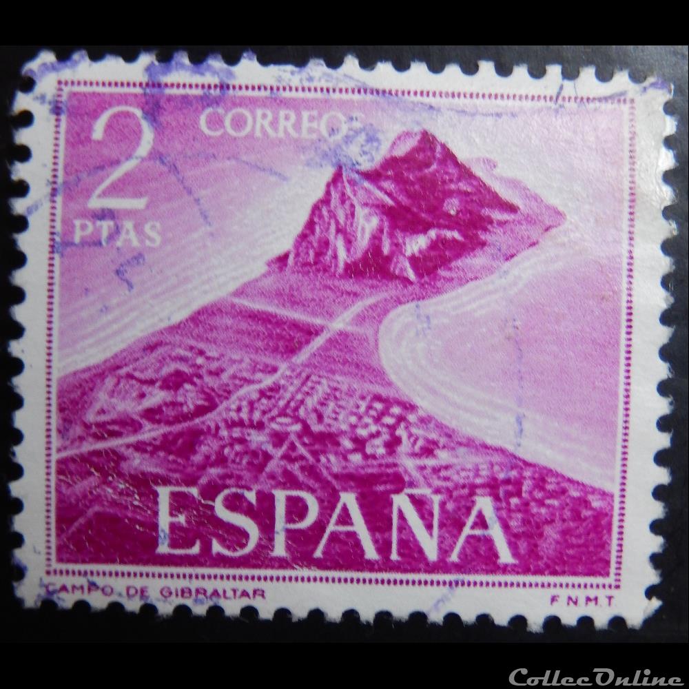 Espagne 01594 rocher de Gibraltar 2Ptas de 1969 timbre europe espagne 01594 rocher de gibraltar 2ptas de 1969