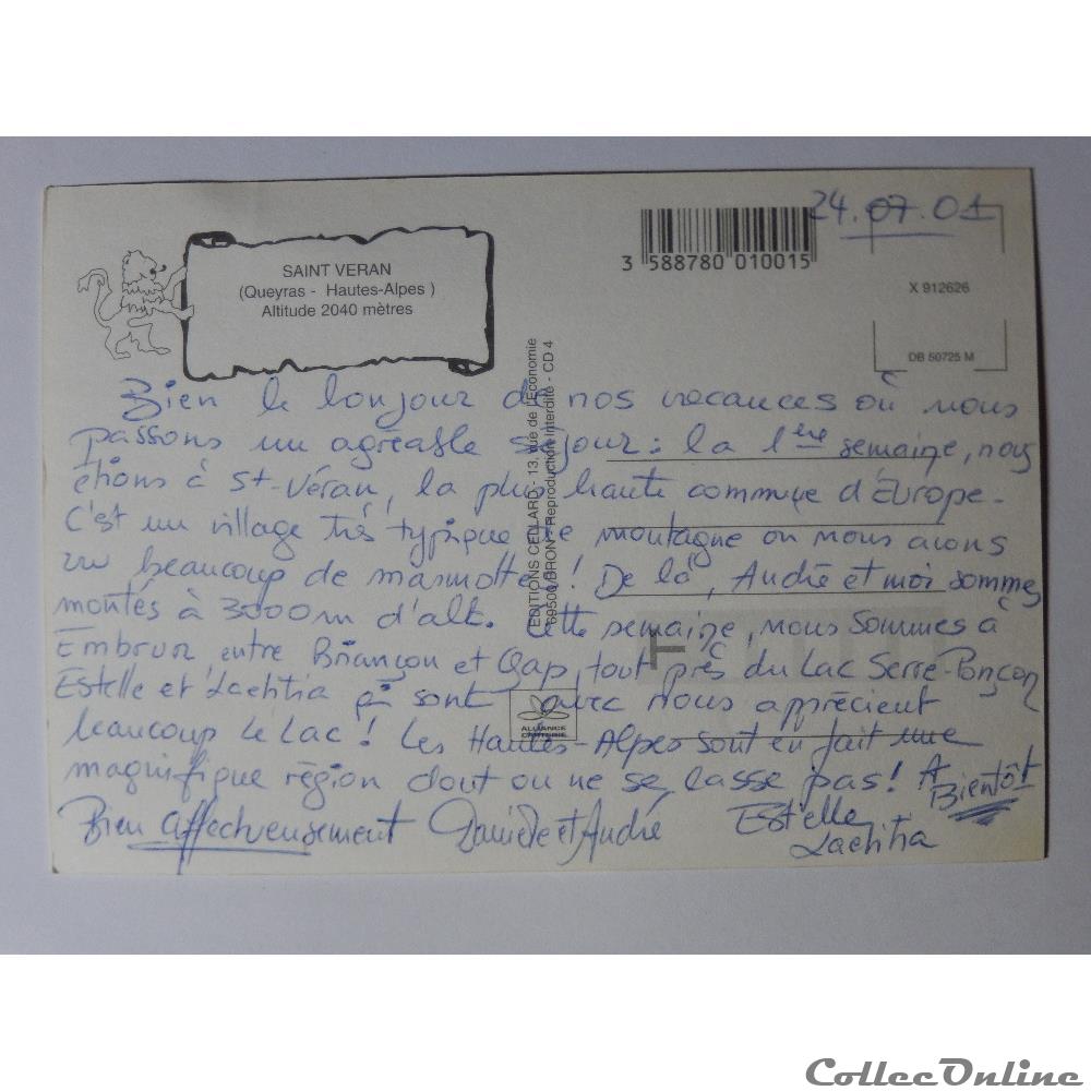 carte postale france provence cote azur cp des hautes alpes saint veran