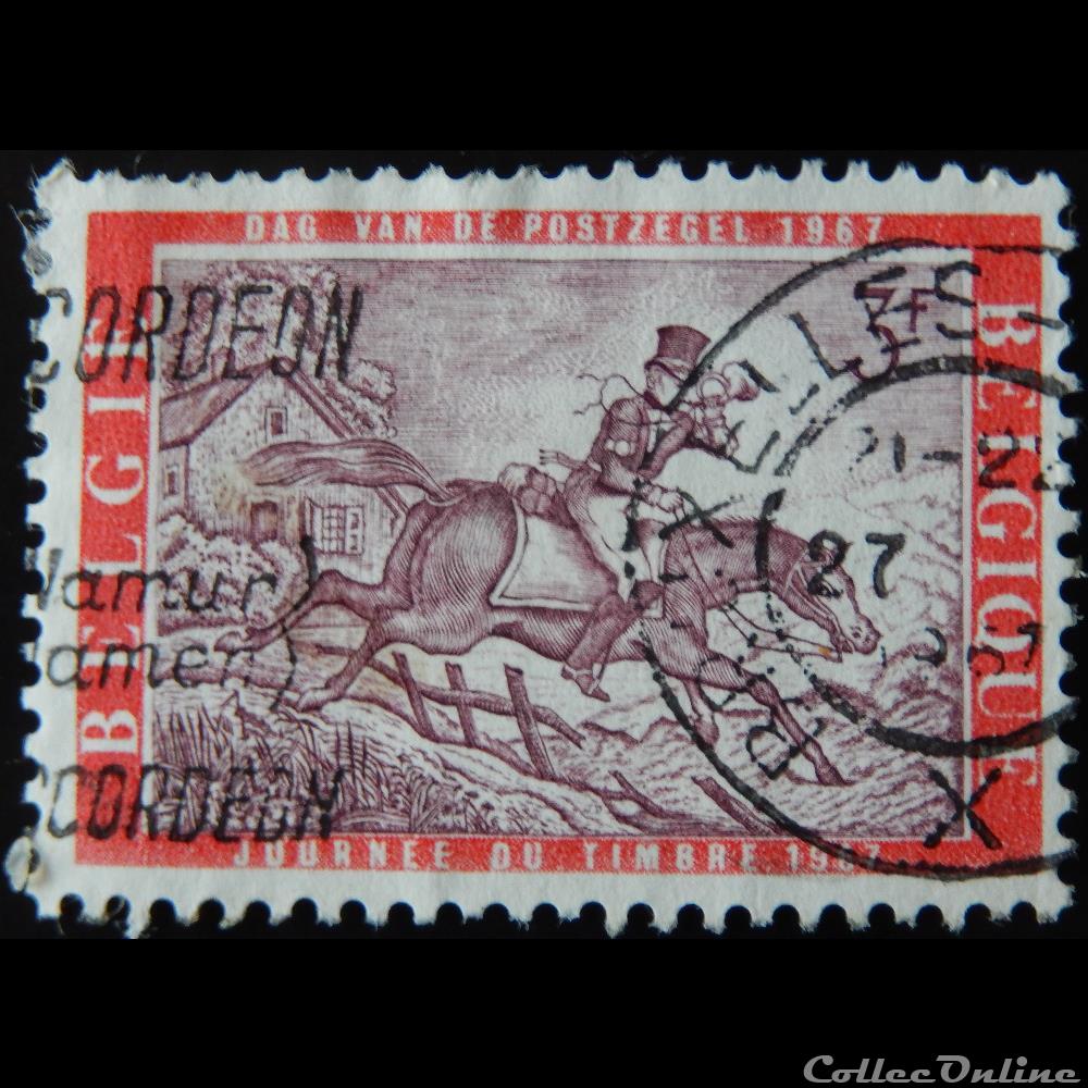 Belgique 01413 postier à cheval 3F de 1967 timbre europe belgique 01413 postier a cheval 3f de 1967