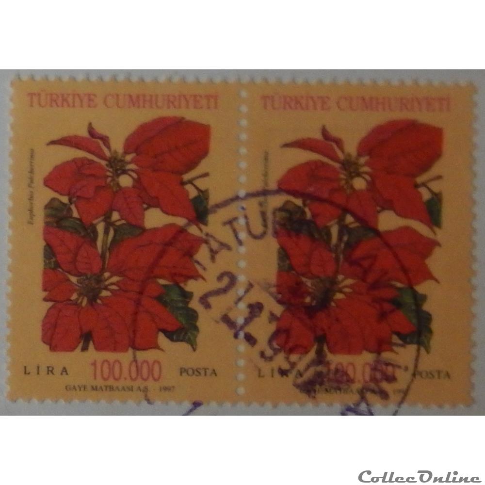 Turquie 02861 fleur Etoile de Noël ou Poinsettia 100 000L de 1997 timbre asie turquie 02861 fleur etoile de noel ou poinsettia 100 000l de 1997
