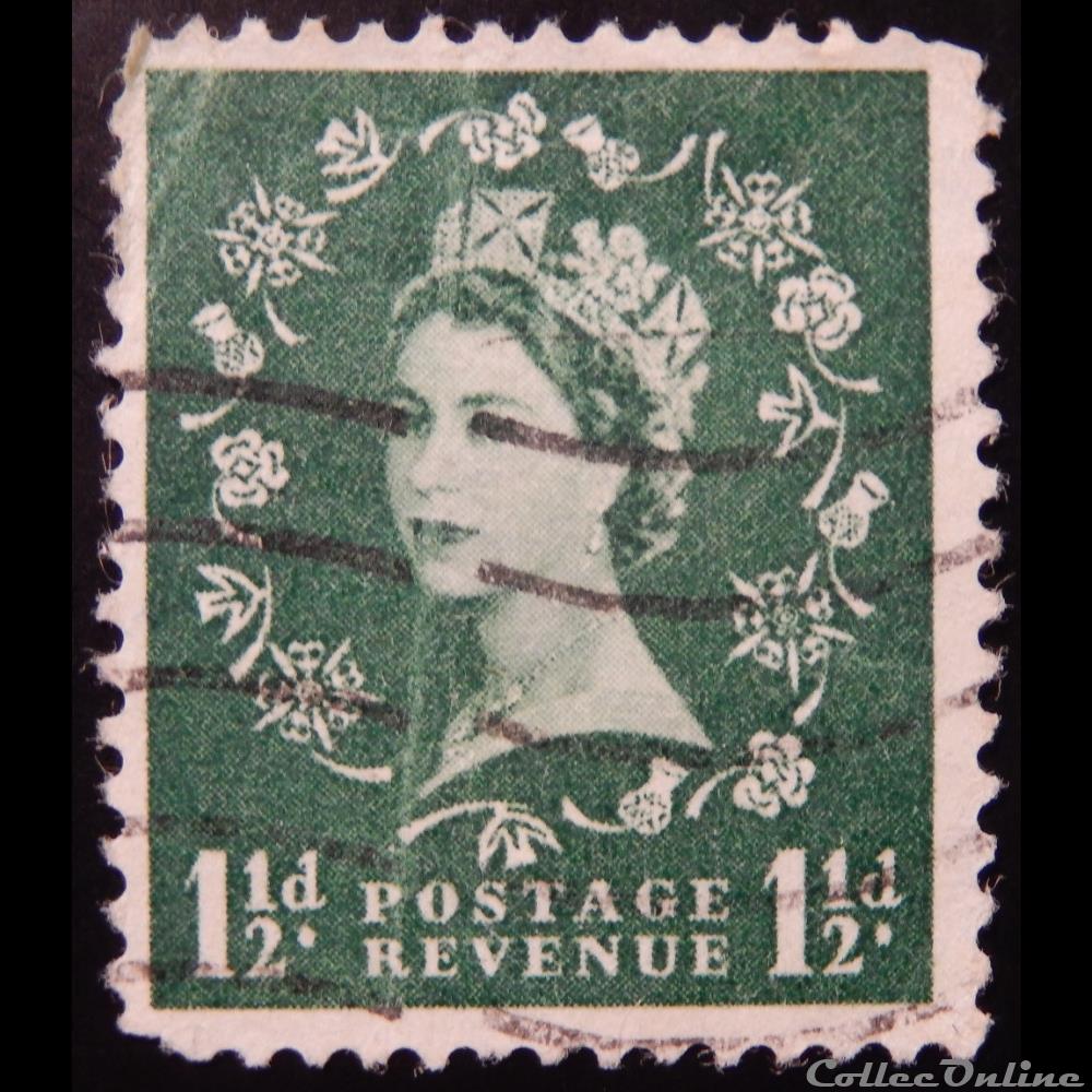 timbre europe royaume uni 00289 reine elisabeth ii 1 1 2d de 1955
