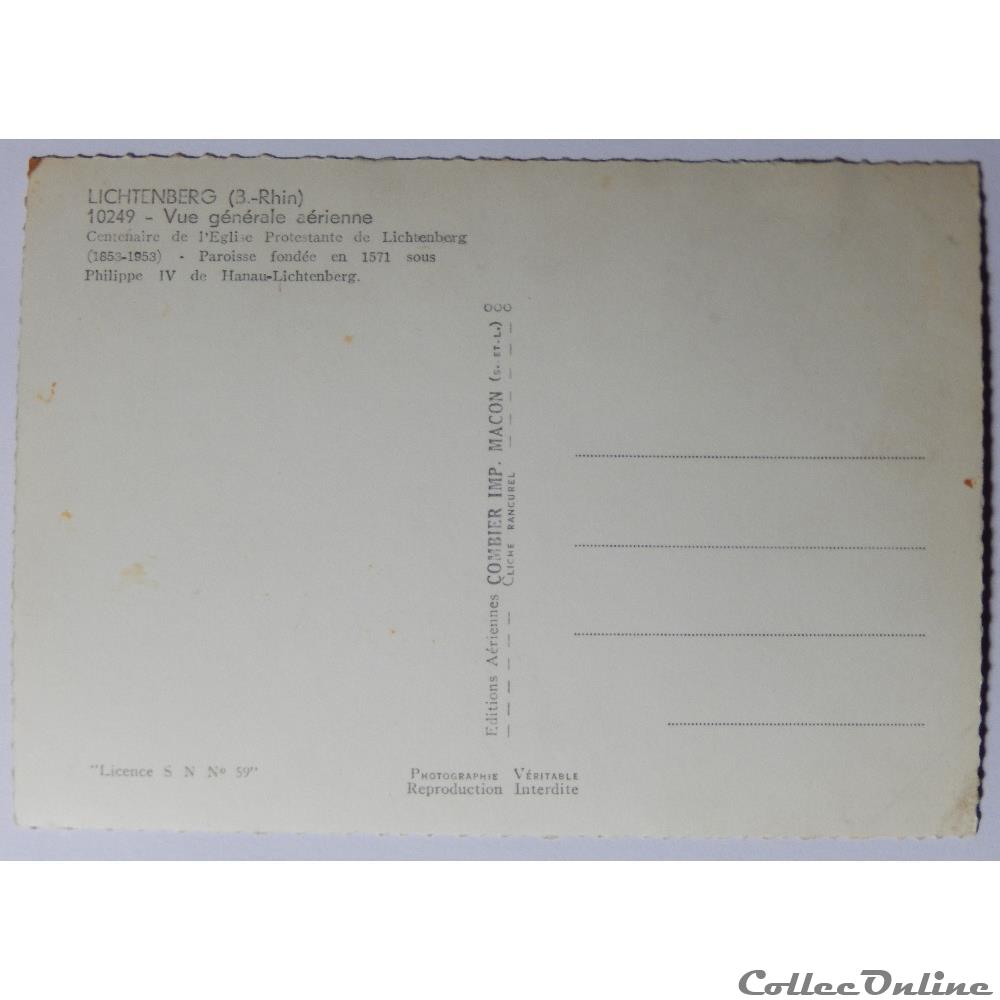 carte postale france alsace cpa de lichtenberg vue aerienne bas rhin