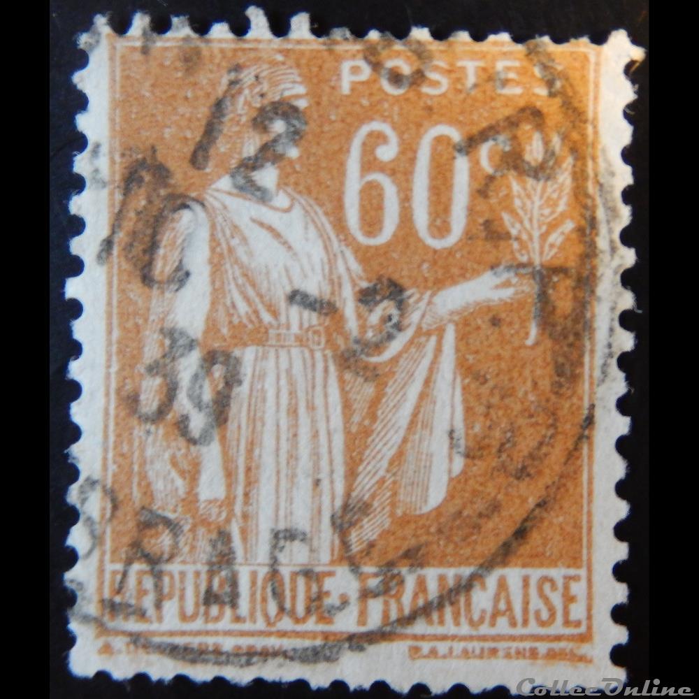 timbre france 00364 type paix 3eme serie 60c bistre