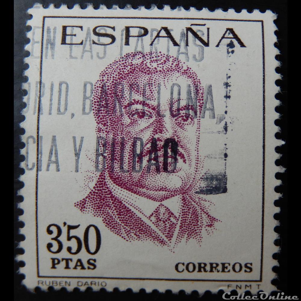 Espagne 01491 Ruben Dario 3.50Ptas de 1967 timbre europe espagne 01491 ruben dario 3 50ptas de 1967