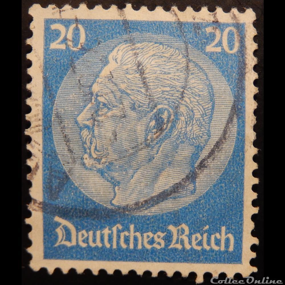 Allemagne Reich 00492 président Paul Von Hindenburg 20pf de 1934 timbre europe allemagne reich 00492 president paul von hindenburg 20pf de 1934