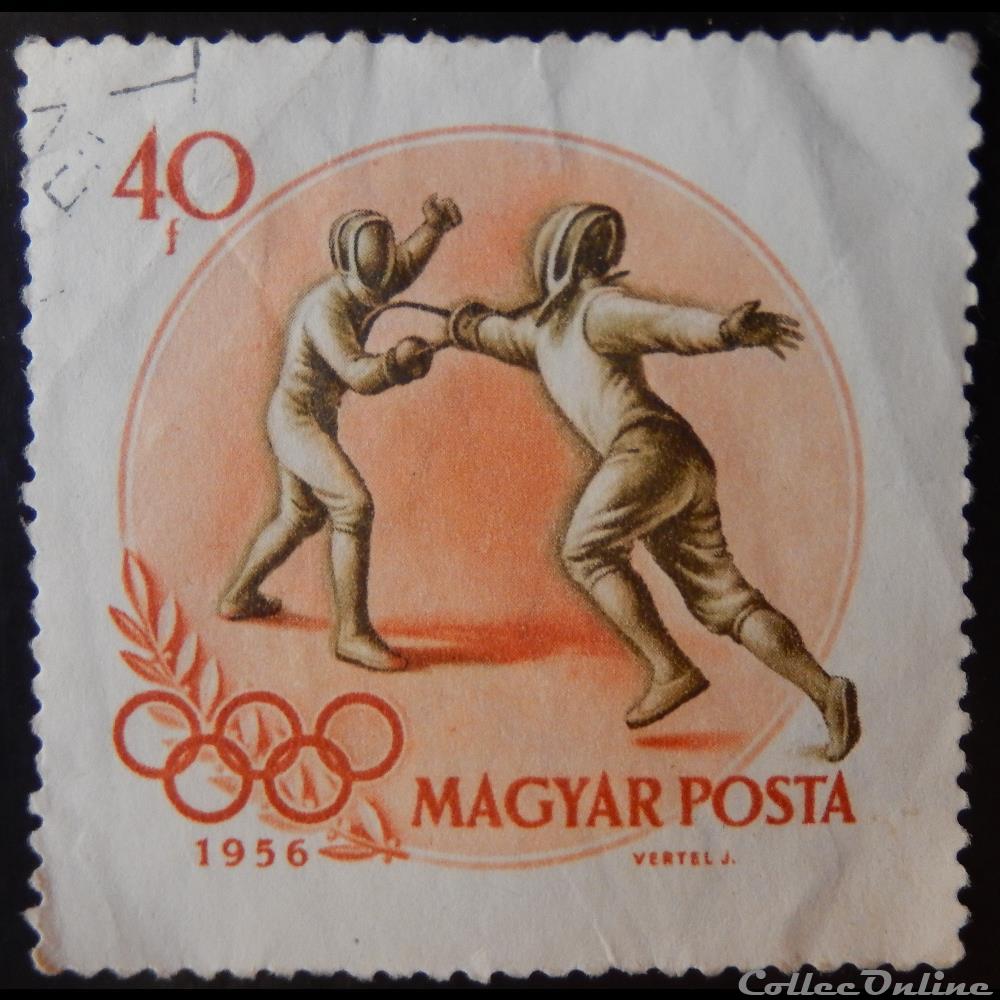 Hongrie 01204 escrime 40f de 1956 timbre europe hongrie 01204 escrime 40f de 1956